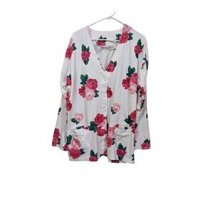 Vintage Bechamel floral garden Jacket size L spring  white pink pockets